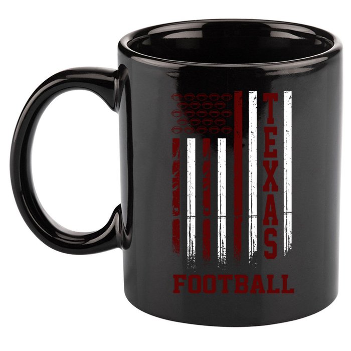 Texas Football Fan American Flag 11oz C Handle Ceramic Mug