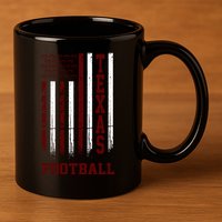 Texas Football Fan American Flag 11oz C Handle Ceramic Mug
