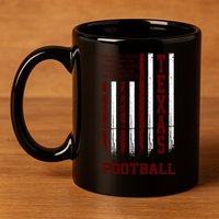 Texas Football Fan American Flag 11oz C Handle Ceramic Mug