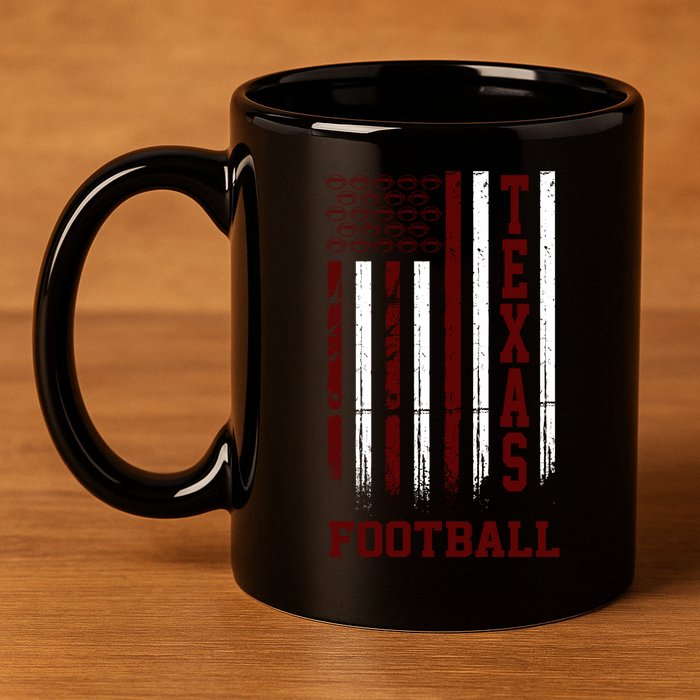 Texas Football Fan American Flag 11oz C Handle Ceramic Mug