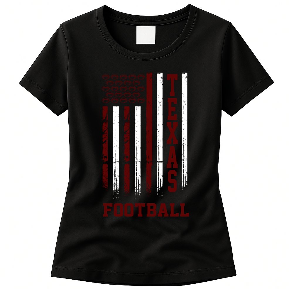 Texas Football Fan American Flag Womens T-Shirt