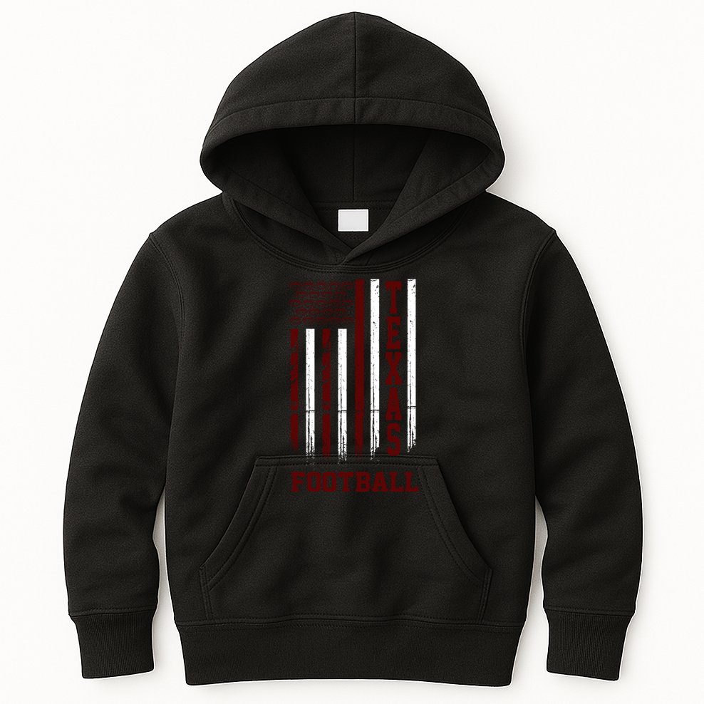Texas Football Fan American Flag Kids Hoodie