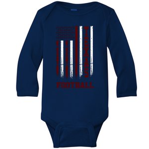 Texas Football Fan American Flag Baby Long Sleeve Bodysuit