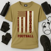 Texas Football Fan American Flag Cooling Performance Crew T-Shirt