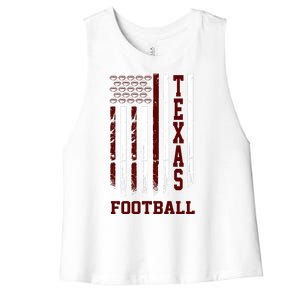 Texas Football Fan American Flag Women's Racerback Cropped Tank