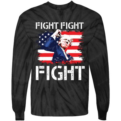 Trump Fight Fight Fight Trump Signals To Americans To Fight Tie-Dye Long Sleeve Shirt