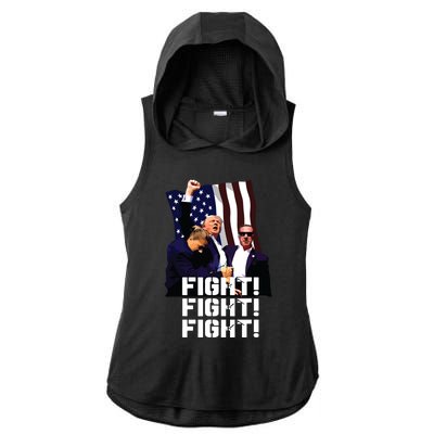 Trump Fight Fight Fight Ladies PosiCharge Tri-Blend Wicking Draft Hoodie Tank