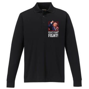 Trump Fight Fist 2024 Strong Support Performance Long Sleeve Polo