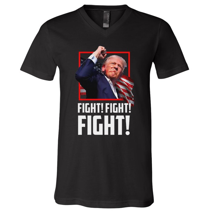 Trump Fight Fist 2024 Strong Support V-Neck T-Shirt