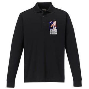 Trump Fight Fight Fight Gift Performance Long Sleeve Polo