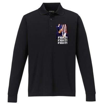 Trump Fight Fight Fight Gift Performance Long Sleeve Polo