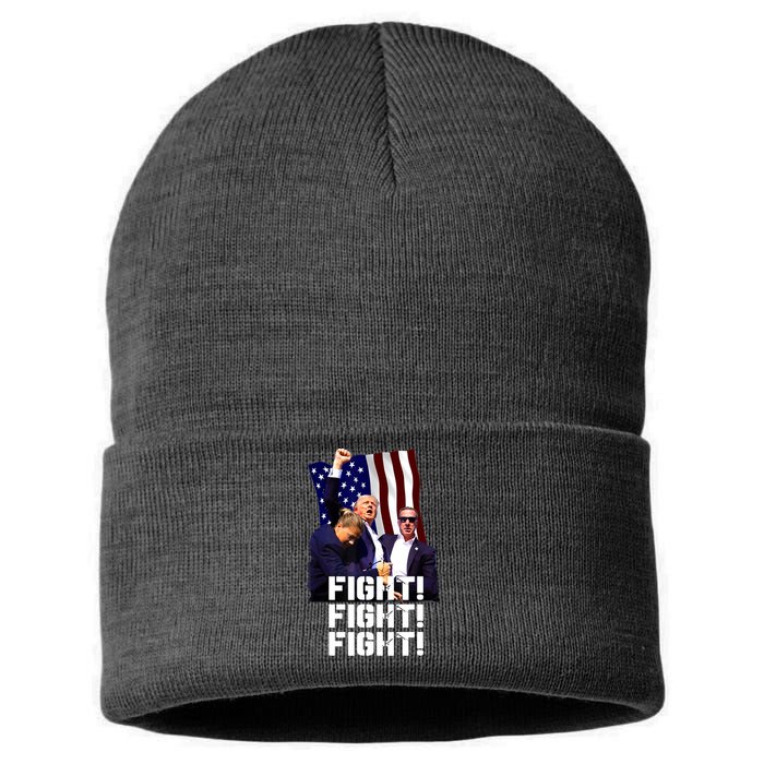 Trump Fight Fight Fight Gift Sustainable Knit Beanie