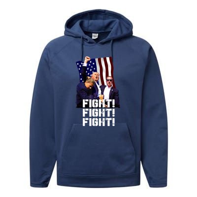 Trump Fight Fight Fight Gift Performance Fleece Hoodie