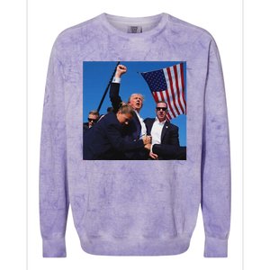 Trump Fight Fist 2024 Strong Support Colorblast Crewneck Sweatshirt