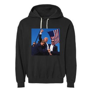 Trump Fight Fist 2024 Strong Support Garment-Dyed Fleece Hoodie