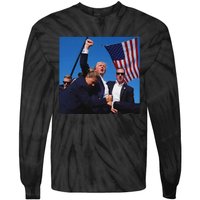 Trump Fight Fist 2024 Strong Support Tie-Dye Long Sleeve Shirt