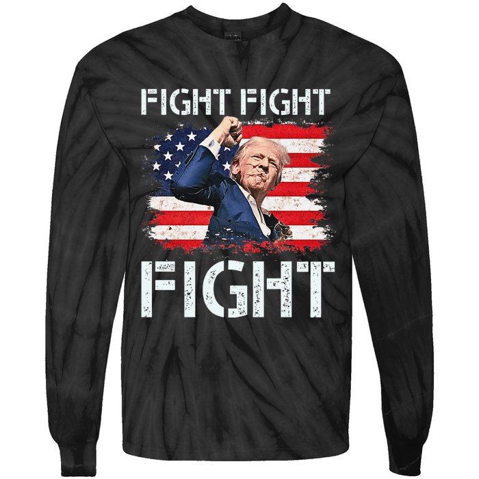 Trump Fight Fight Fight Trump Signals To Americans To Fight Tie-Dye Long Sleeve Shirt