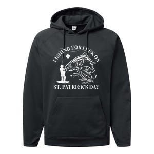 Trout Fly Fishing for luck on St. Patrick's Day Performance Fleece Hoodie