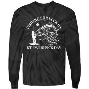 Trout Fly Fishing for luck on St. Patrick's Day Tie-Dye Long Sleeve Shirt