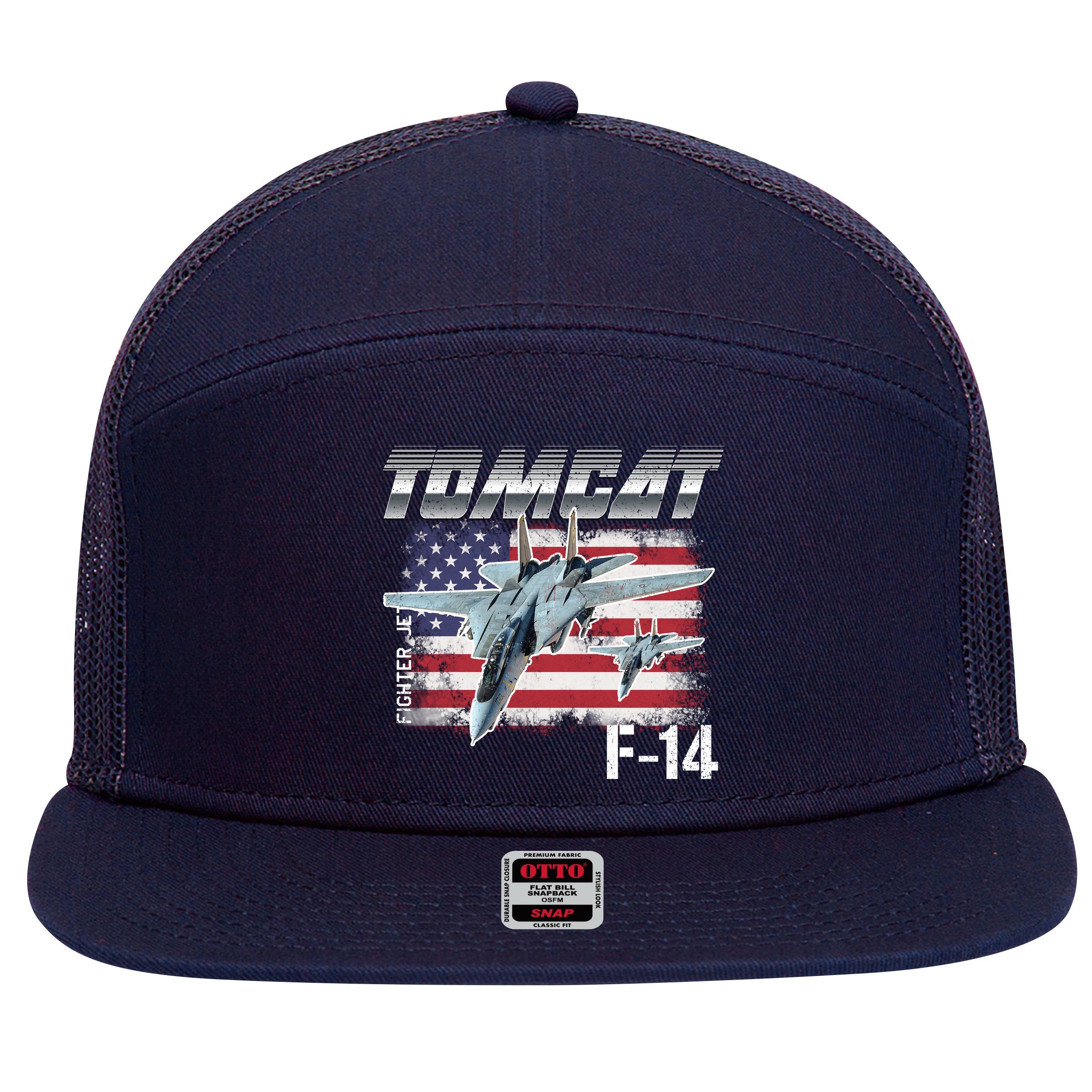 Tomcat F14 Fighter Jet 7 Panel Mesh Trucker Snapback Hat