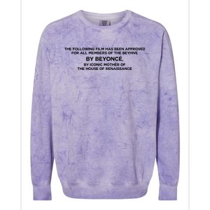 The Following Film Has Been Approved For All Members Of The Beyhive Colorblast Crewneck Sweatshirt