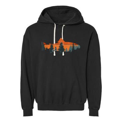 Trout Fly Fishing Nature Outdoor Fisherman Gift Fisherman Fishing Shirt Garment-Dyed Fleece Hoodie