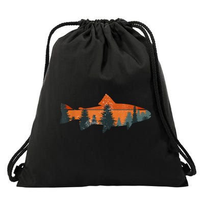 Trout Fly Fishing Nature Outdoor Fisherman Gift Fisherman Fishing Shirt Drawstring Bag