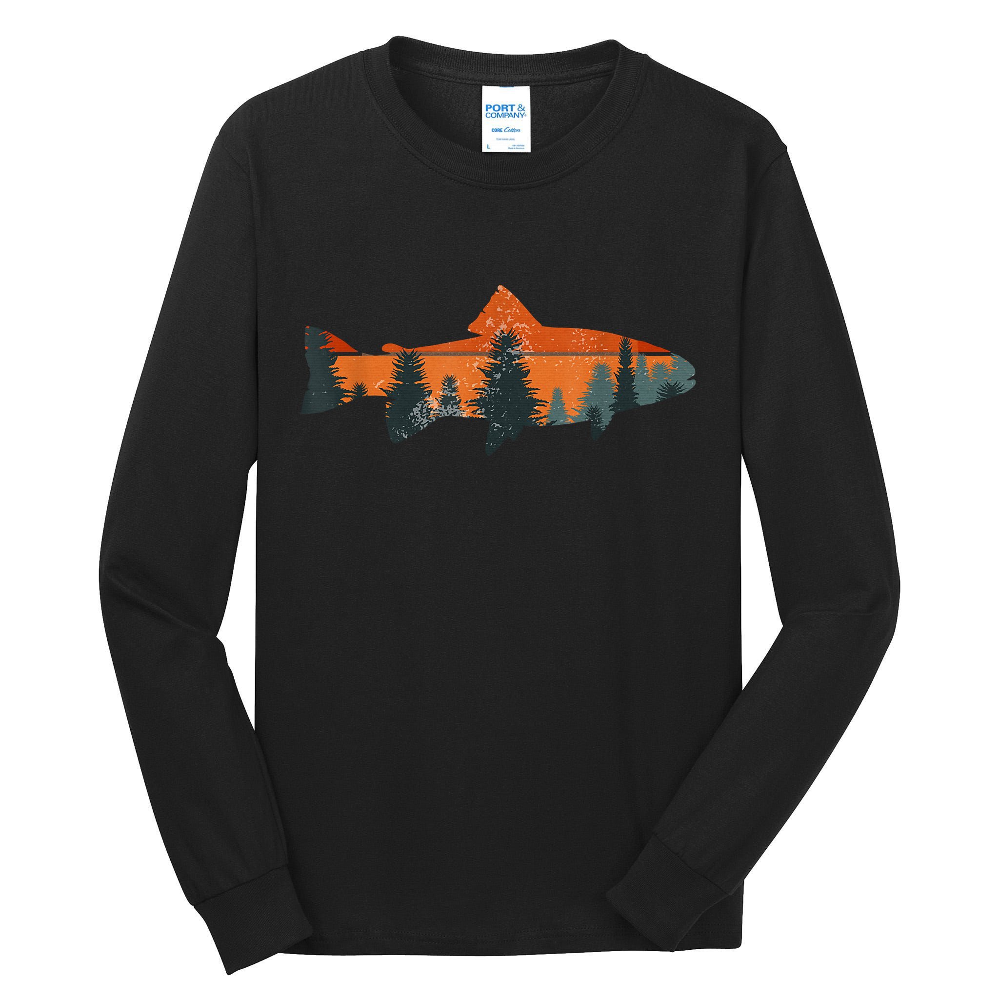 Trout Fly Fishing Nature Outdoor Fisherman Gift Fisherman Fishing Shirt Tall Long Sleeve T-Shirt