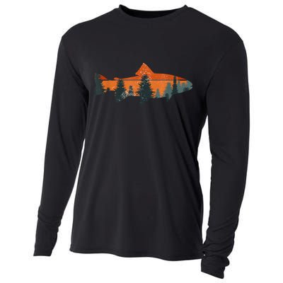 Trout Fly Fishing Nature Outdoor Fisherman Gift Fisherman Fishing Shirt Cooling Performance Long Sleeve Crew