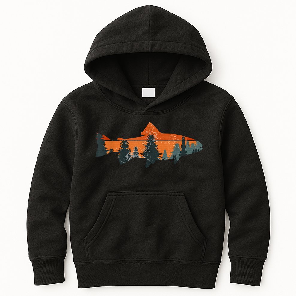 Trout Fly Fishing Nature Outdoor Fisherman Gift Fisherman Fishing Shirt Kids Hoodie