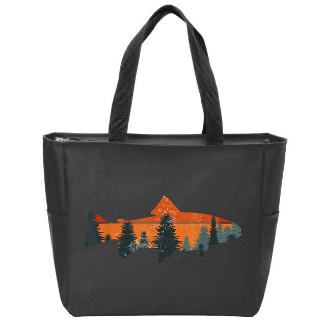 Trout Fly Fishing Nature Outdoor Fisherman Gift Fisherman Fishing Shirt Zip Tote Bag