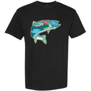 Trout Fly Fishing Outdoor Forest Nature Wildlife Fisherman Garment-Dyed Heavyweight T-Shirt