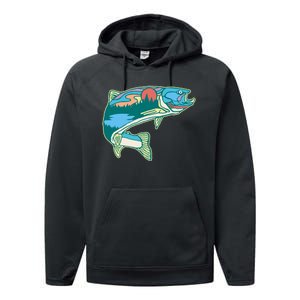 Trout Fly Fishing Outdoor Forest Nature Wildlife Fisherman Performance Fleece Hoodie