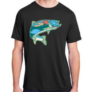 Trout Fly Fishing Outdoor Forest Nature Wildlife Fisherman Adult ChromaSoft Performance T-Shirt