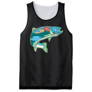 Trout Fly Fishing Outdoor Forest Nature Wildlife Fisherman Mesh Reversible Basketball Jersey Tank