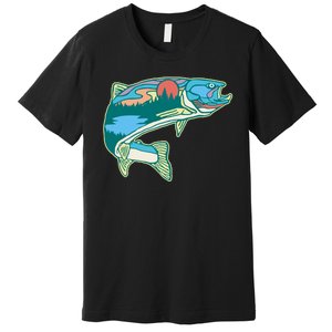 Trout Fly Fishing Outdoor Forest Nature Wildlife Fisherman Premium T-Shirt