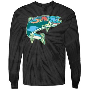 Trout Fly Fishing Outdoor Forest Nature Wildlife Fisherman Tie-Dye Long Sleeve Shirt