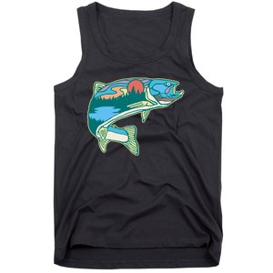 Trout Fly Fishing Outdoor Forest Nature Wildlife Fisherman Tank Top