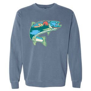 Trout Fly Fishing Outdoor Forest Nature Wildlife Fisherman Garment-Dyed Sweatshirt