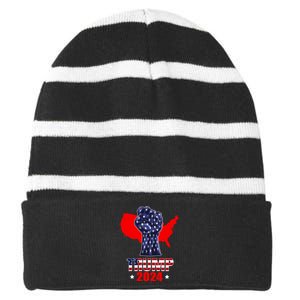 Trump Fight For America Striped Beanie with Solid Band