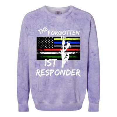 The Forgotten First Responder Tribute To Electrical Lineman Colorblast Crewneck Sweatshirt