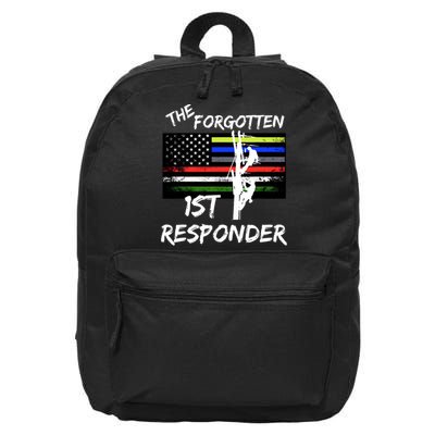 The Forgotten First Responder Tribute To Electrical Lineman 16 in Basic Backpack