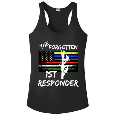 The Forgotten First Responder Tribute To Electrical Lineman Ladies PosiCharge Competitor Racerback Tank