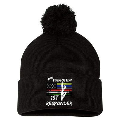 The Forgotten First Responder Tribute To Electrical Lineman Pom Pom 12in Knit Beanie
