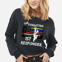 The Forgotten First Responder Tribute To Electrical Lineman Cropped Pullover Crew