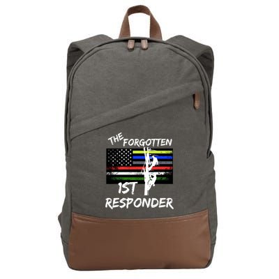 The Forgotten First Responder Tribute To Electrical Lineman Cotton Canvas Backpack