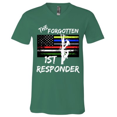 The Forgotten First Responder Tribute To Electrical Lineman V-Neck T-Shirt