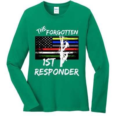 The Forgotten First Responder Tribute To Electrical Lineman Ladies Long Sleeve Shirt