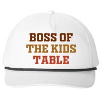 Thanksgiving Funny For Kids Boss Of The Kids Table Turkey Day Snapback Five-Panel Rope Hat