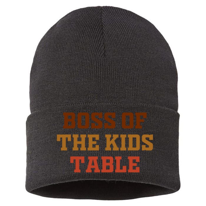 Thanksgiving Funny For Kids Boss Of The Kids Table Turkey Day Sustainable Knit Beanie